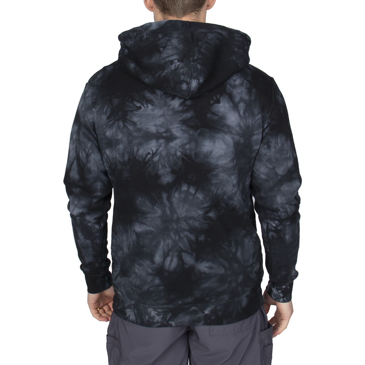 Black Marbled Hoodie - White Logo